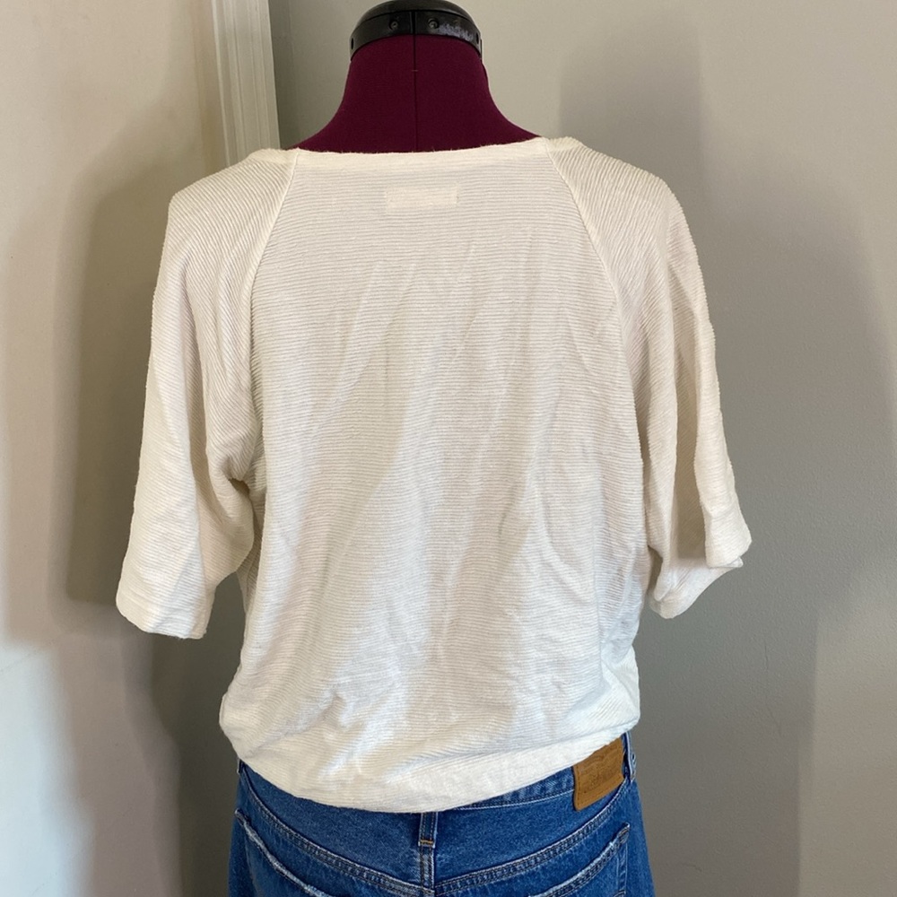 Cream Surplice Drawstring Women's Top - Picture 4 of 8